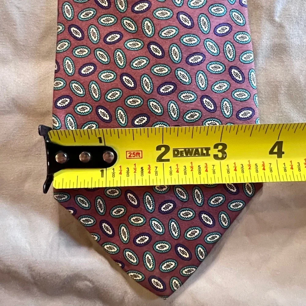 Savile Row Mens Paisley Silk Necktie Burgundy Blue Green